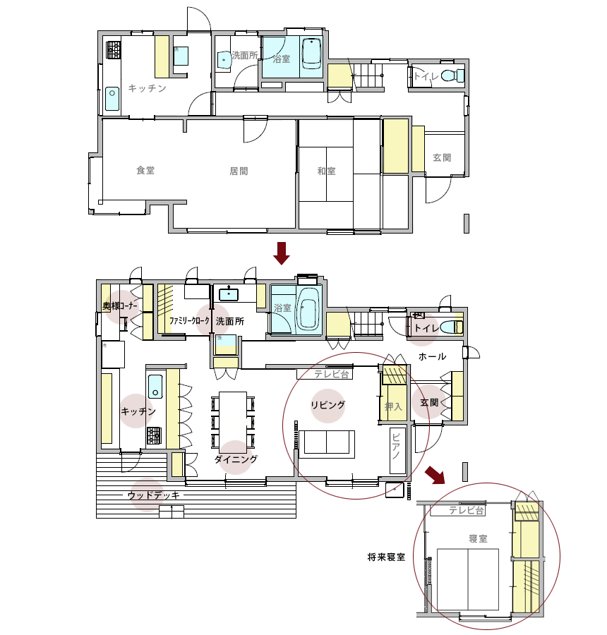 それぞれの居場所を持つ家図面